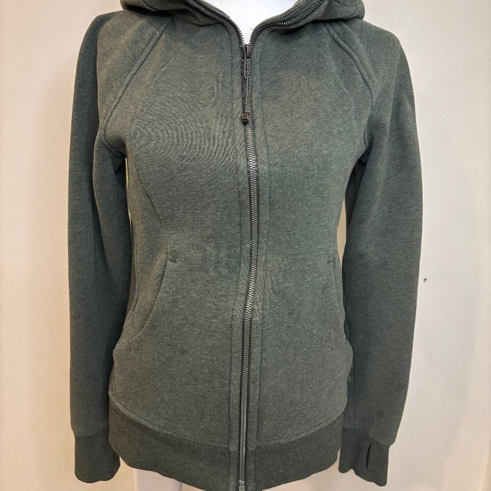 Lululemon Full-Zip Scuba Hoodie, olive, size 6